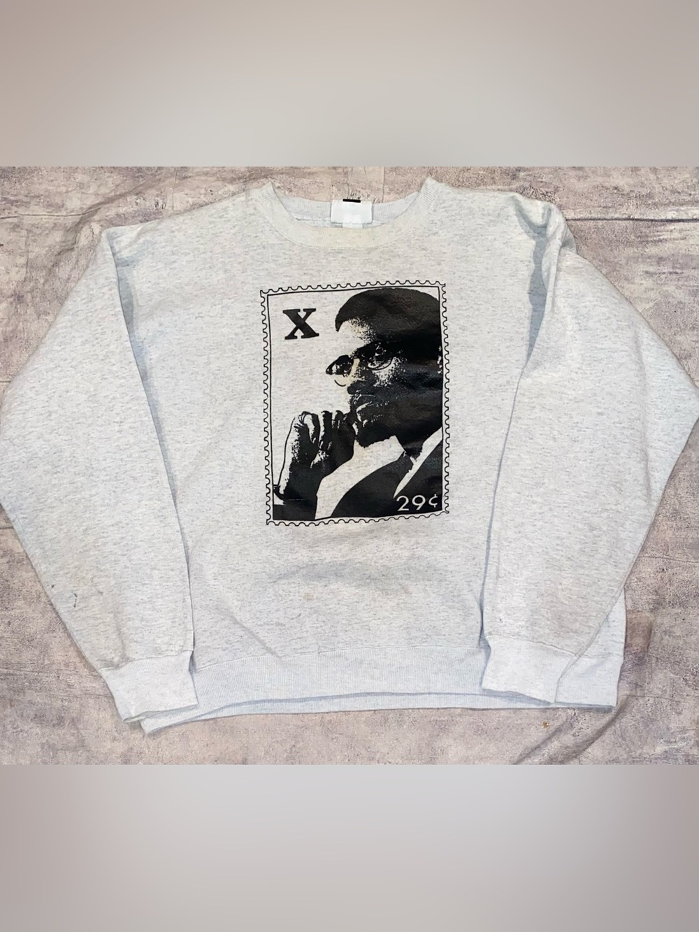 Vintage 80s 90s Malcom X Stamp 93 Graphic Print Crewneck Sweatshirt 2XL XXL USA